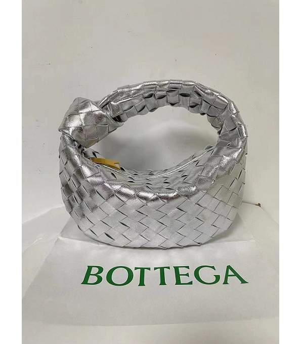Bottega Veneta Silver Original Intrecciato Lambskin Leather Mini Jodie Shoulder Bag