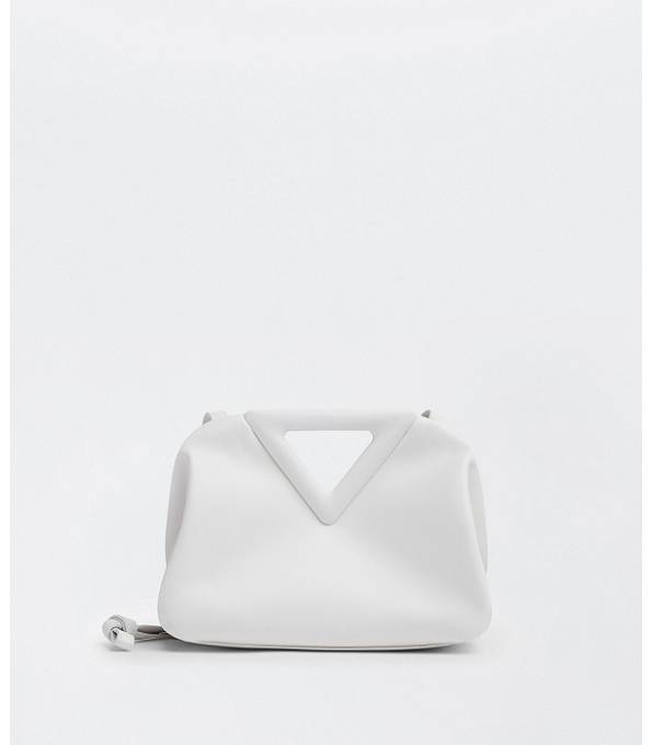 Bottega Veneta White Original Calfskin 22cm Point Top Handle Bag