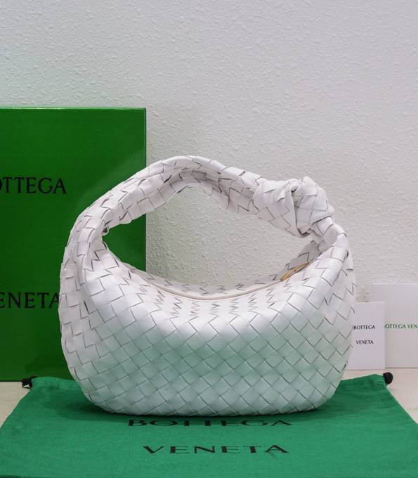 Bottega Veneta White Original Intrecciato Leather Teen Jodie Shoulder Bag