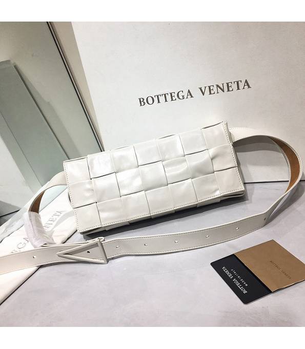 Bottega Veneta White Original Oil Wax Weave Leather Crossbody Bag