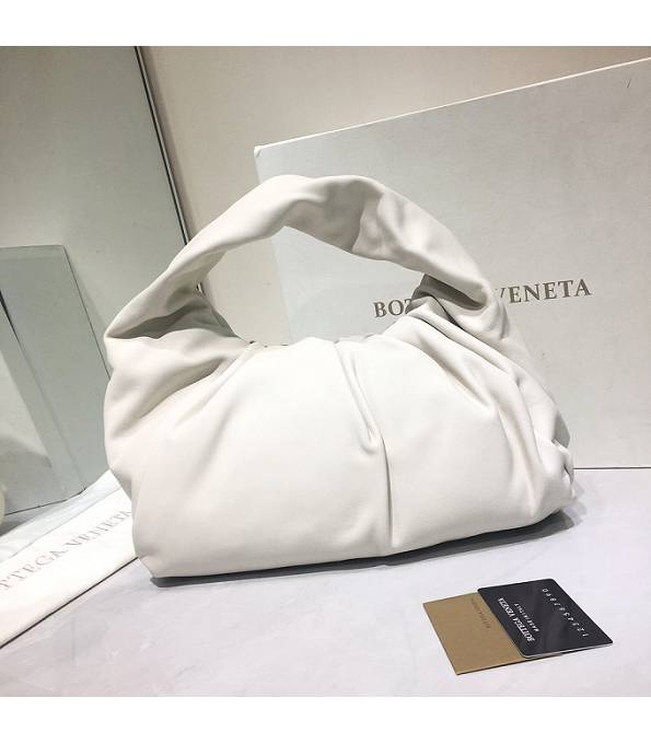 Bottega Veneta White Original Real Leather Medium Shoulder Pouch
