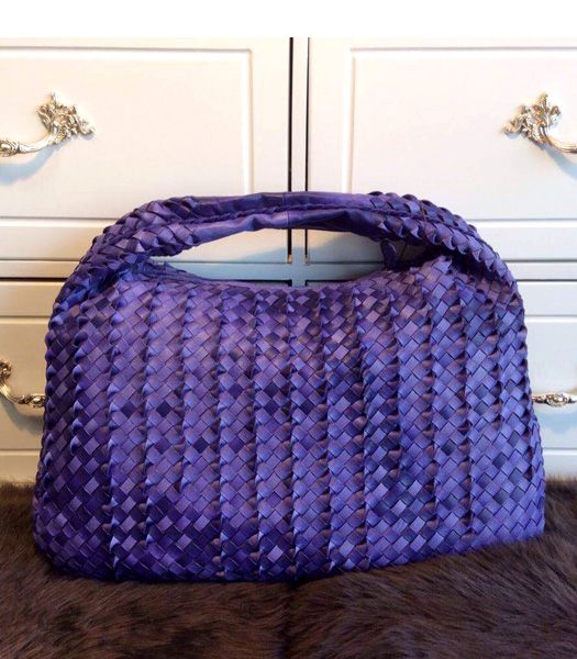 Bottega Veneta Woven Color Purple Lambskin Large Hobo Bag