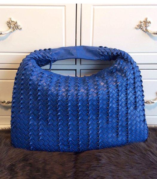 Bottega Veneta Woven Electric Blue Lambskin Large Hobo Bag