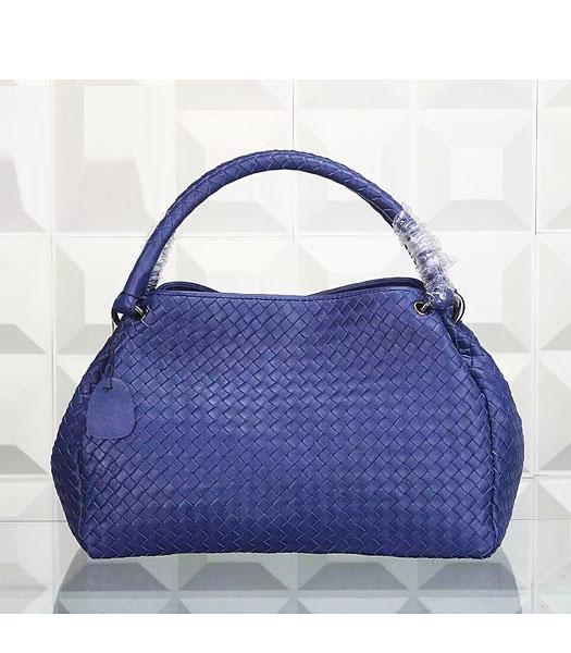 Bottega Veneta Woven Handle Bag Dark Blue