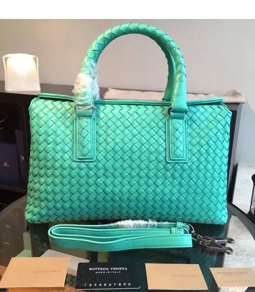Bottega Veneta Woven Lambskin Tote Bag Emerald Green