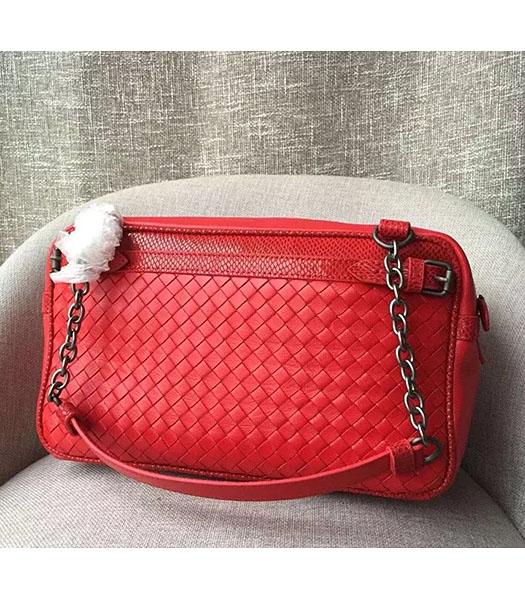 Bottega Veneta Woven Red Leather Shoulder Bag