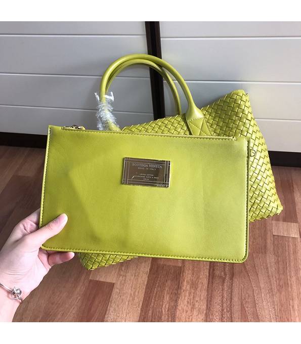 Bottega Veneta Yellow Original Weave Lambskin Leather Medium Cabat Tote Shopping Bag-1