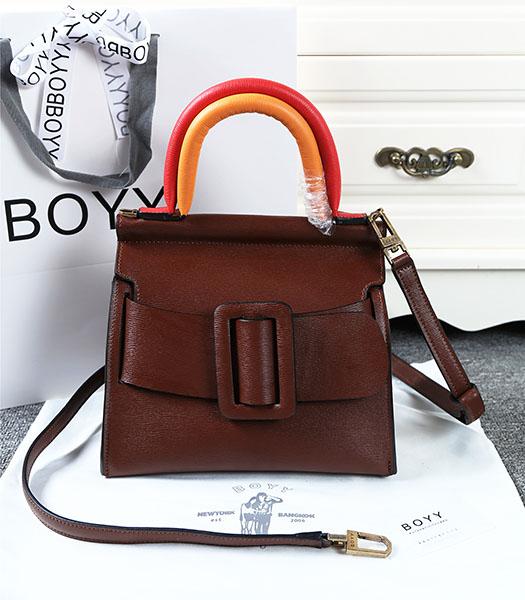 Boyy 23cm Coffee Original Leather Buckle Belt Tote Bag