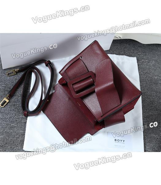 Boyy 23cm Wine Red Original Leather Buckle Belt Tote Bag-2