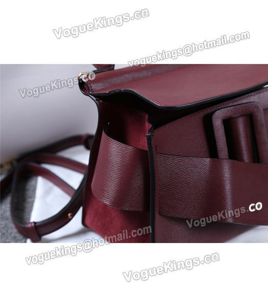 Boyy 23cm Wine Red Original Leather Buckle Belt Tote Bag-5