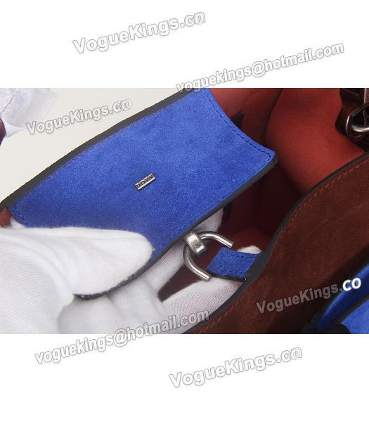 Boyy Original Suede Leather Buckle Belt Small Tote Bag Dark Coffee&Blue-4