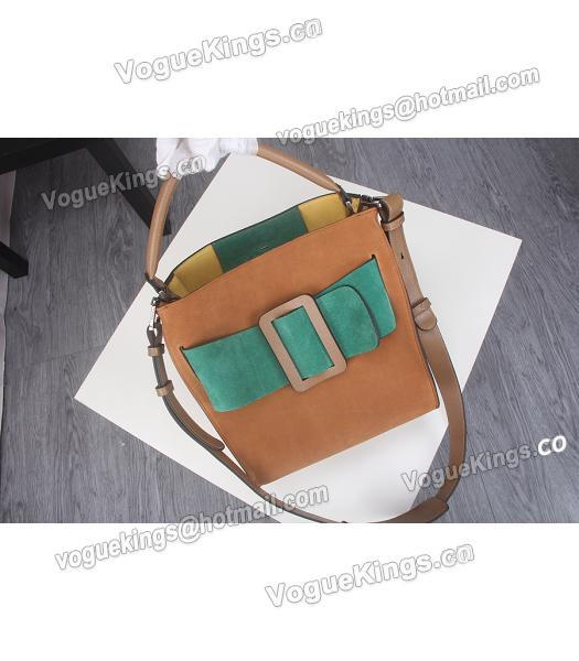 Boyy Original Suede Leather Buckle Belt Small Tote Bag Light Coffee&Green-1