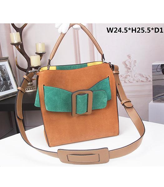 Boyy Original Suede Leather Buckle Belt Small Tote Bag Light Coffee&Green