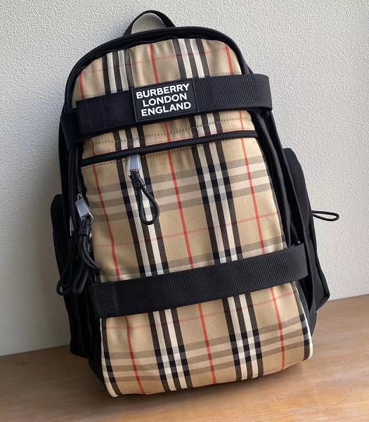 Burberry Apricot Vintage Nylon Check Panel Nevis Large Backpack-8