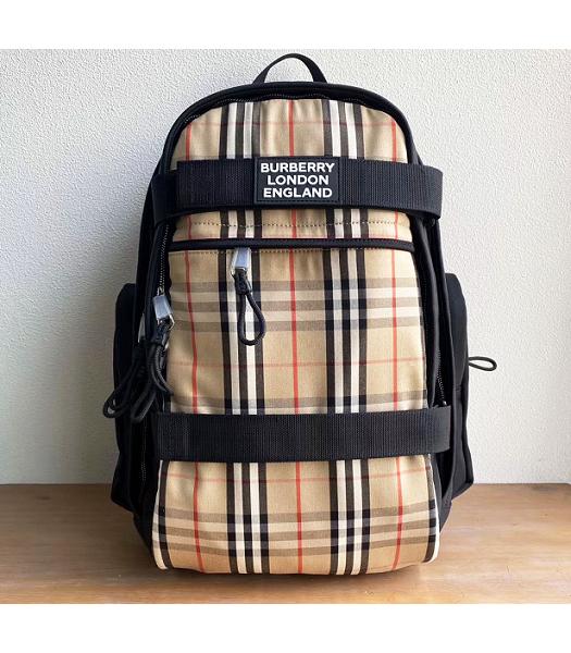 Burberry Apricot Vintage Nylon Check Panel Nevis Large Backpack