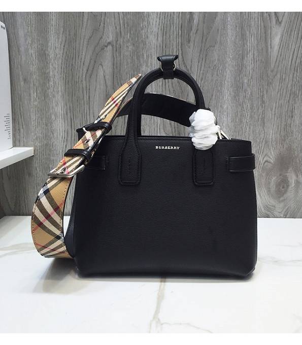 Burberry Banner Black Original Palm Veins Leather Small Tote Bag