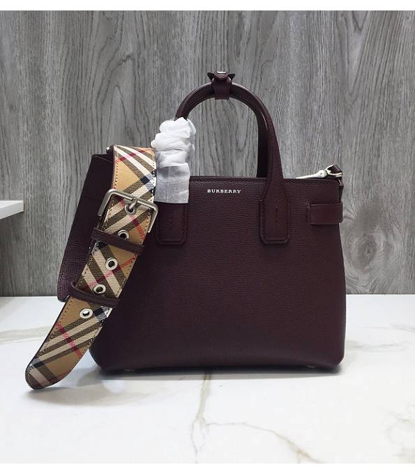 Burberry Banner Jujube Original Palm Veins Leather Small Tote Bag