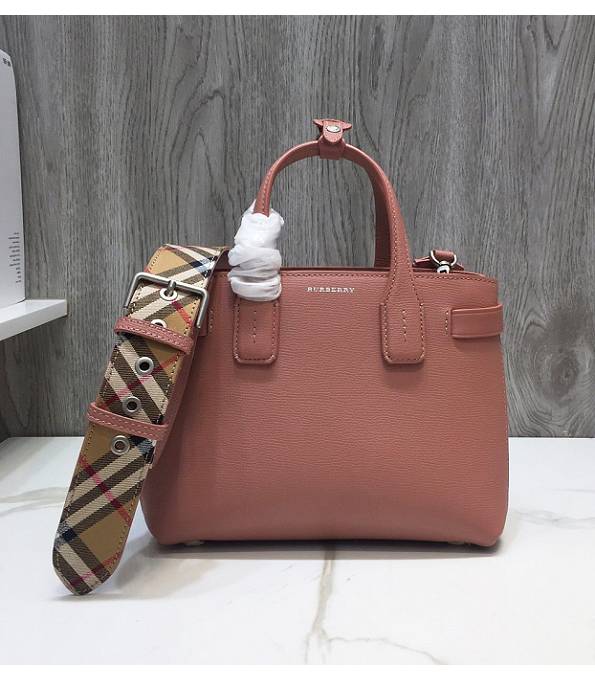 Burberry Banner Pink Original Palm Veins Leather Small Tote Bag