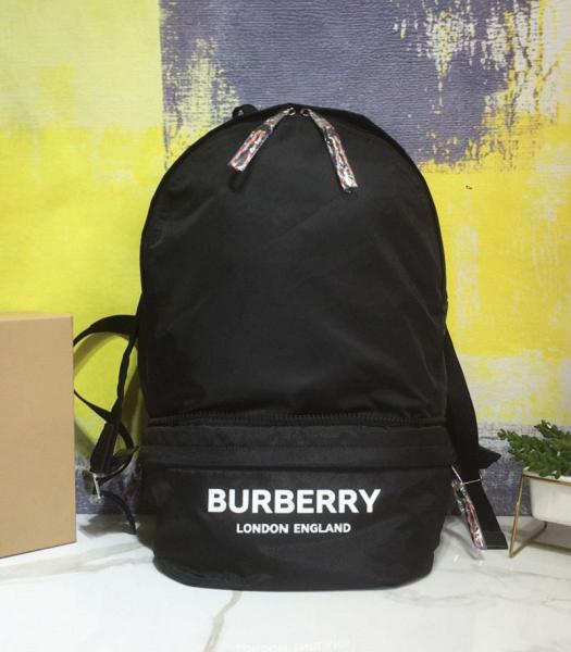 Burberry Black Nylon With Real Leather Backpack