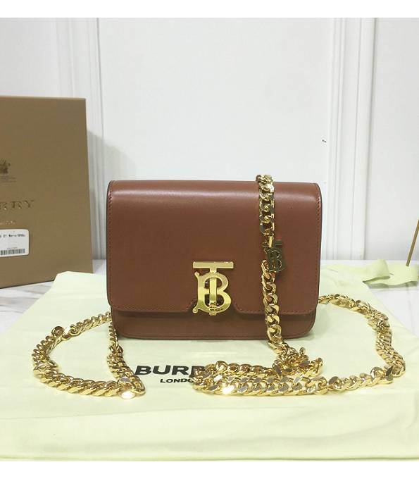 Burberry Brown Original Smooth Leather Golden Chain Shoulder Bag