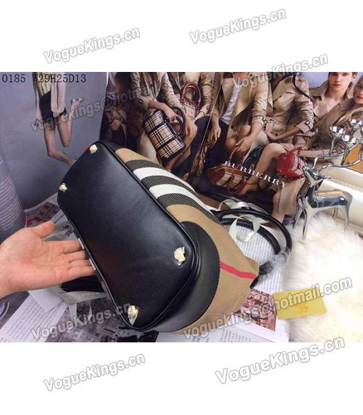 Burberry Canvas With Black Leather Tassel Tote Bag-5