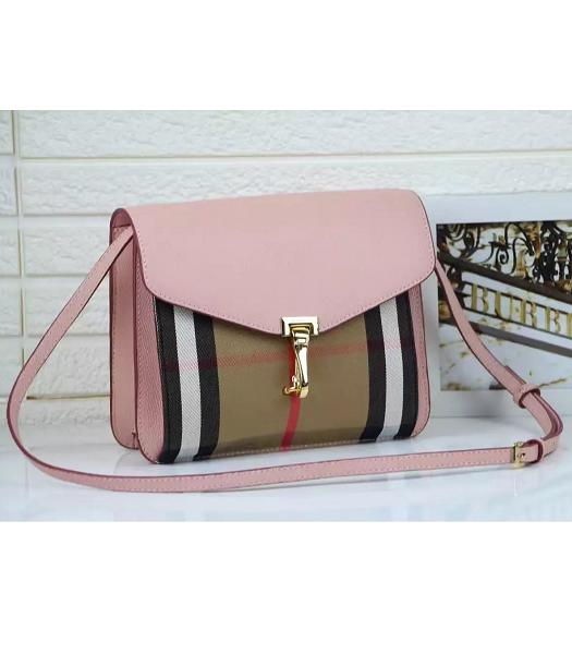 Burberry Canvas With Grainy Leather Shoulder Bag Pink