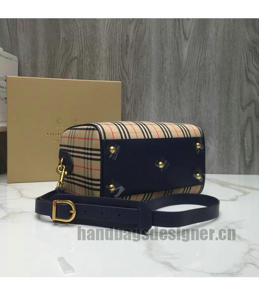 Burberry Check Canvas With Original Leather Small Tote Bag Blue-3
