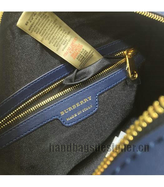 Burberry Check Canvas With Original Leather Small Tote Bag Blue-6