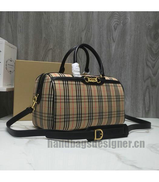 Burberry Check Canvas With Original Leather Tote Bag Black-1
