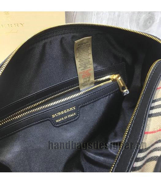 Burberry Check Canvas With Original Leather Tote Bag Black-7