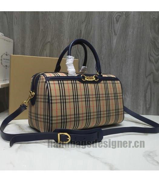 Burberry Check Canvas With Original Leather Tote Bag Blue-1