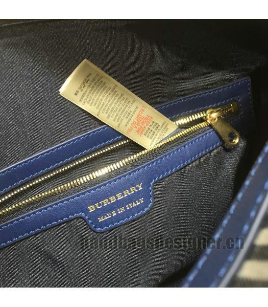 Burberry Check Canvas With Original Leather Tote Bag Blue-7