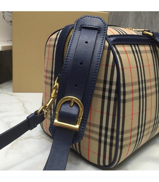 Burberry Check Canvas With Original Leather Tote Bag Blue-8