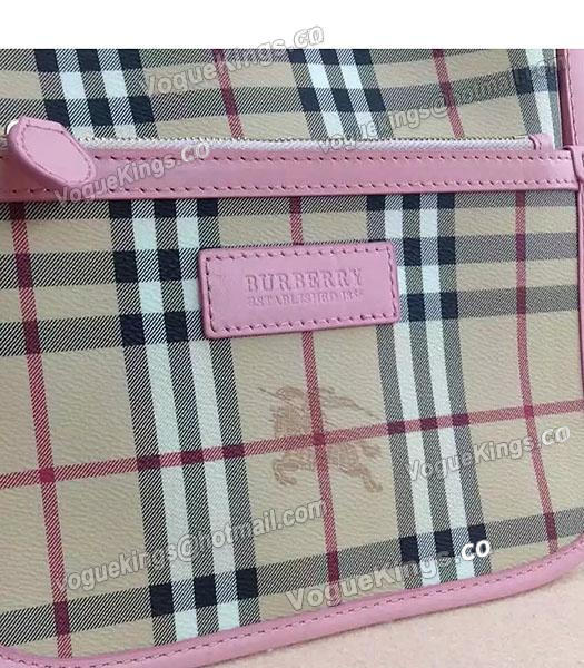 Burberry Check Canvas With Pink Leather Small Tote Bag-3