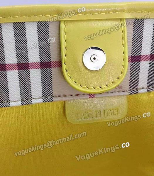 Burberry Check Canvas With Yellow Leather Small Tote Bag-6