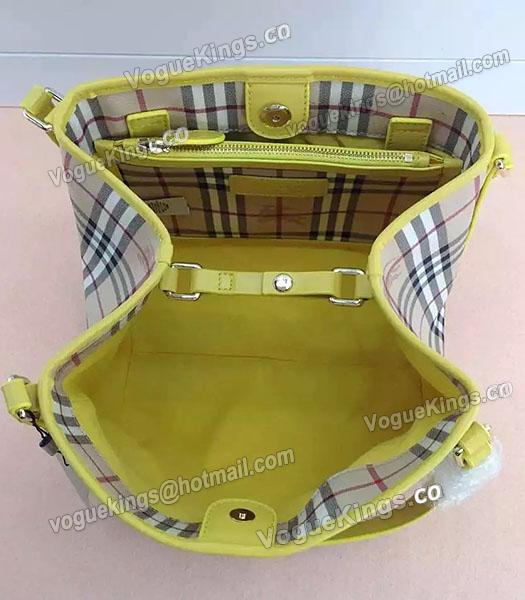 Burberry Check Canvas With Yellow Leather Small Tote Bag-7