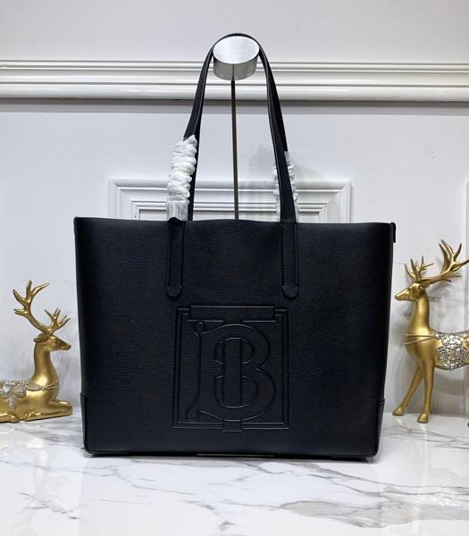 Burberry Embossed Monogram Motif Black Real Leather Tote Bag
