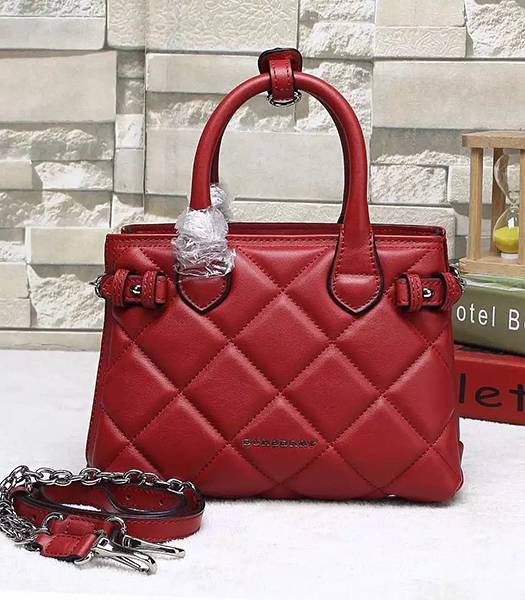 Burberry Heritage Archive Original Calfskin Leather Small Tote Bag Red