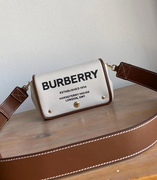 Burberry Horseferry Print Cotton Canvas With Brown Original Leather Small Crossbody Bag-8