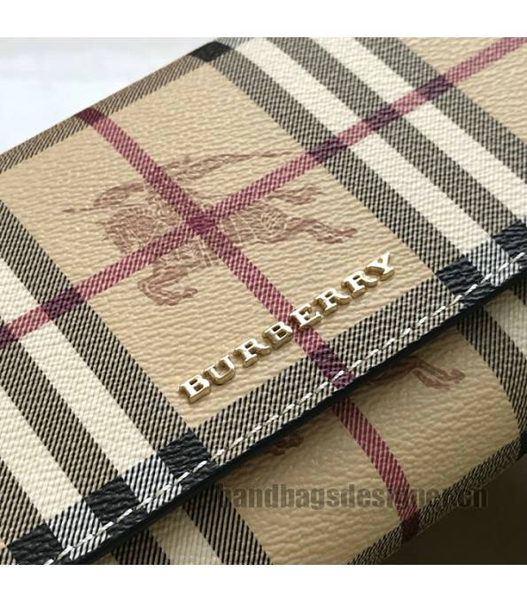 Burberry Horseferry Vintage Check Black Original Leather Wallet With Golden Chain-4