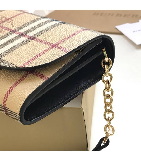 Burberry Horseferry Vintage Check Black Original Leather Wallet With Golden Chain-5