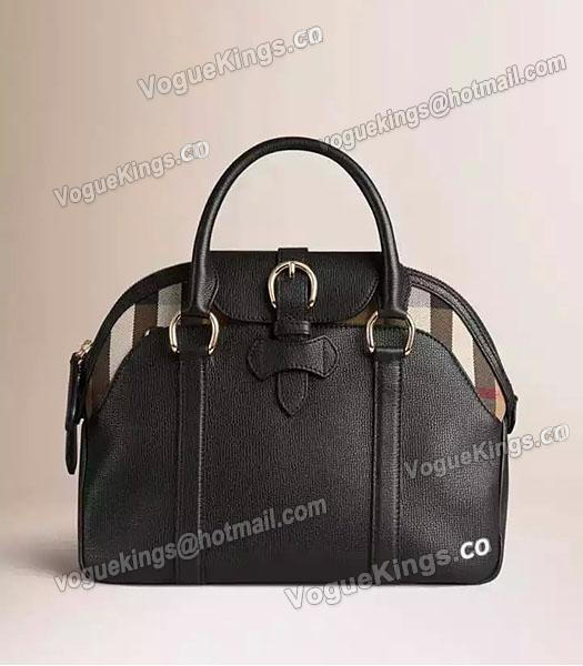 Burberry House Check Black Calfskin Leather Tote Bag-2