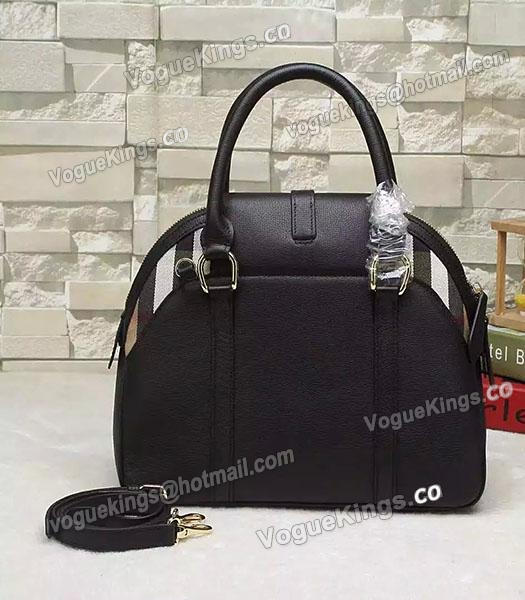 Burberry House Check Calfskin Leather Tote Bag Black-2