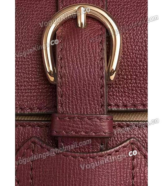 Burberry House Check Wine Red Calfskin Leather Tote Bag-4