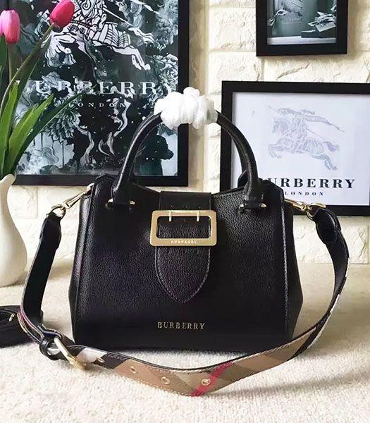 Burberry Imported Calfskin Leather The Buckle Small Tote Bag Black