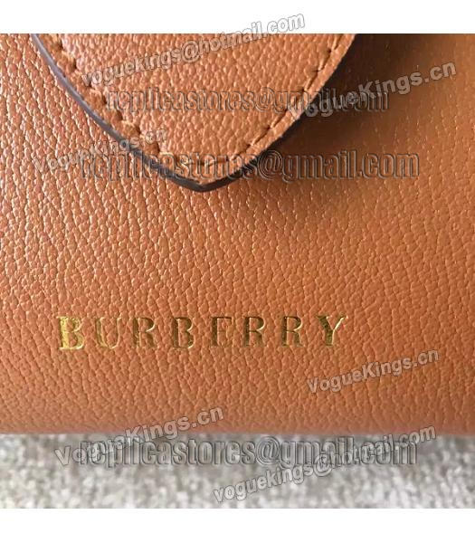 Burberry Imported Calfskin Leather The Buckle Small Tote Bag Brown-4