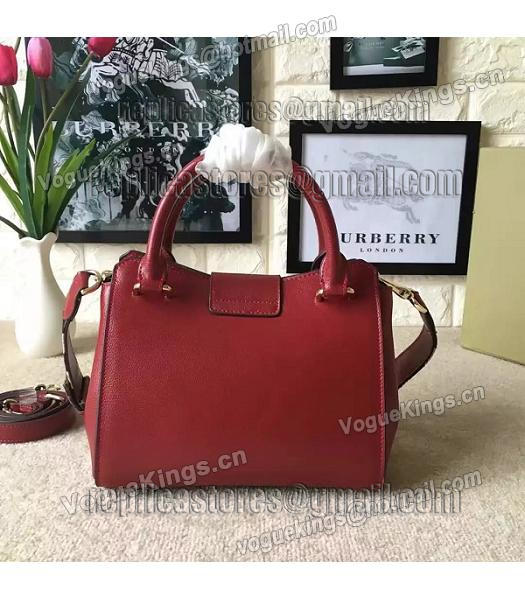 Burberry Imported Calfskin Leather The Buckle Small Tote Bag Red-2