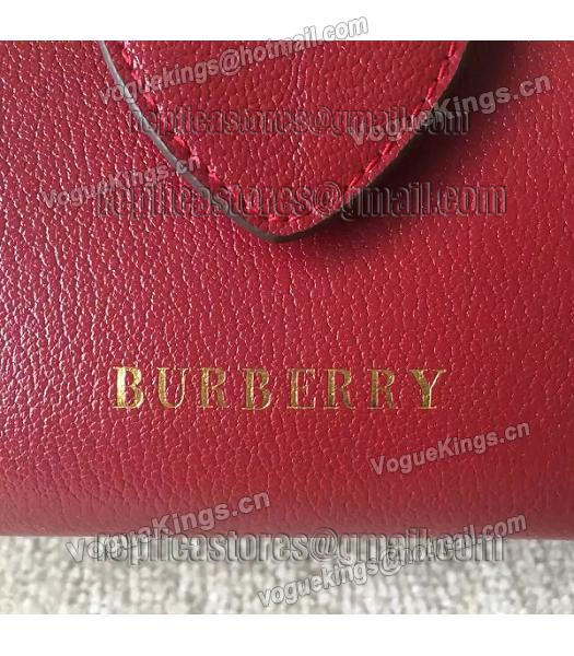 Burberry Imported Calfskin Leather The Buckle Small Tote Bag Red-3