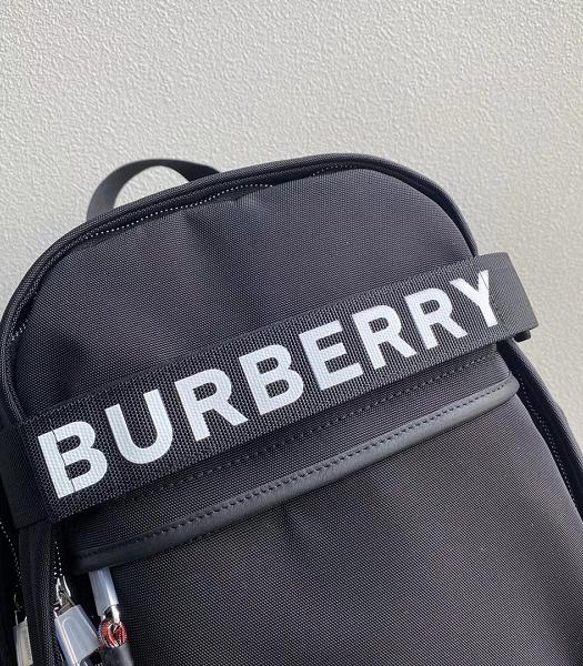 Burberry Kingdom Logo Black Nylon With Original Leather Large Backpack-5