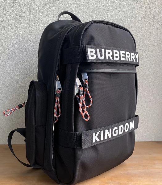 Burberry Kingdom Logo Black Nylon With Original Leather Large Backpack-8